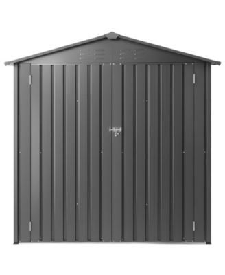 6x4 FT Metal Garden Shed with Lockable Doors and Ventilated Storage