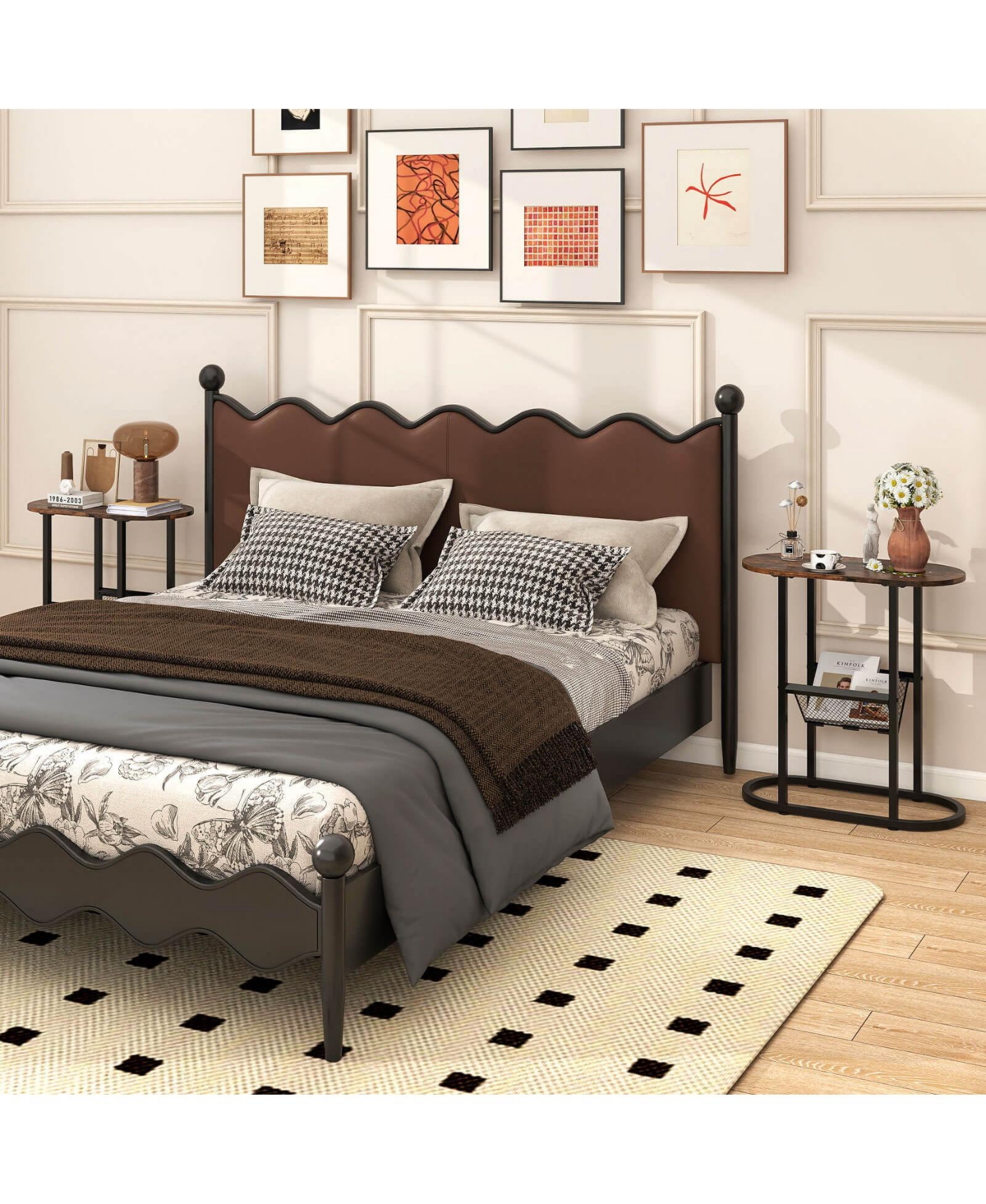 Costway 2-tier Side Table Oval Narrow End Table Nightstand Bedside Table
