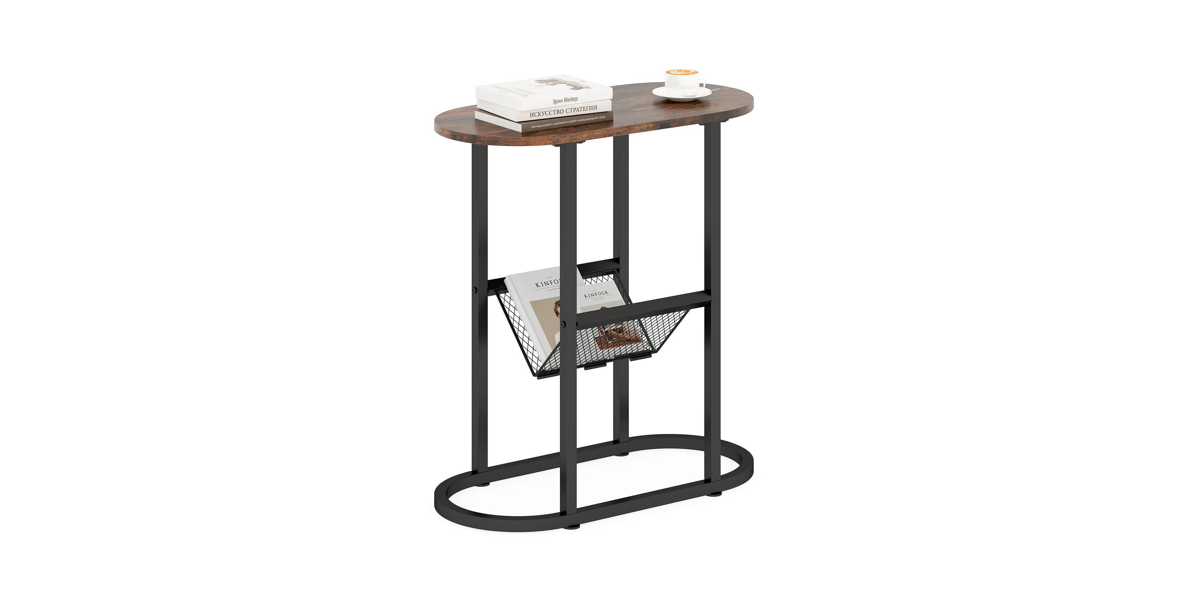 Costway 2-tier Side Table Oval Narrow End Table Nightstand Bedside Table