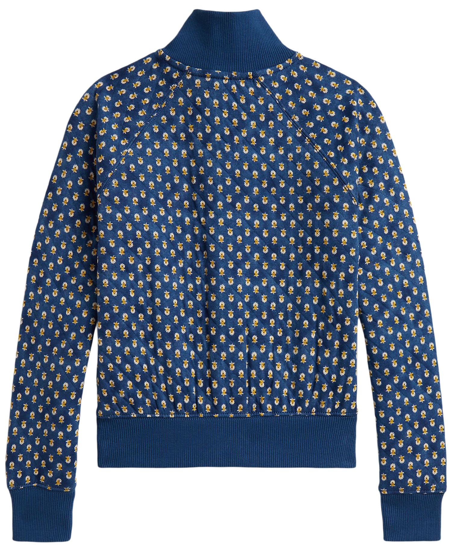 Girls' 7-16 Floral Quilted Double-Knit Jacket