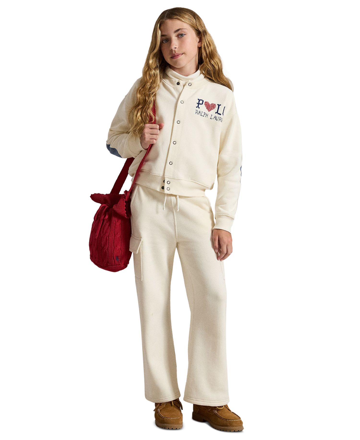 Girls' 7-16 Logo Fleece Cardigan
