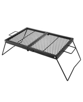 24 inches Folding Campfire Grill Grate with Legs and Handle Heavy Duty Steel Mesh for Fire Pit