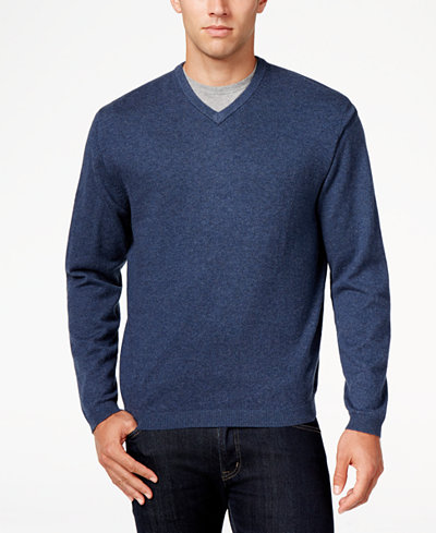 Weatherproof Men's Big and Tall Cashmere Blend V-Neck Sweater, Classic Fit