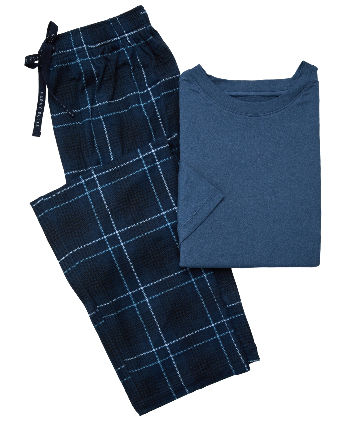 Perry Ellis Portfolio Men's Short-Sleeve Plaid T-Shirt and Pants, 2-Piece Set