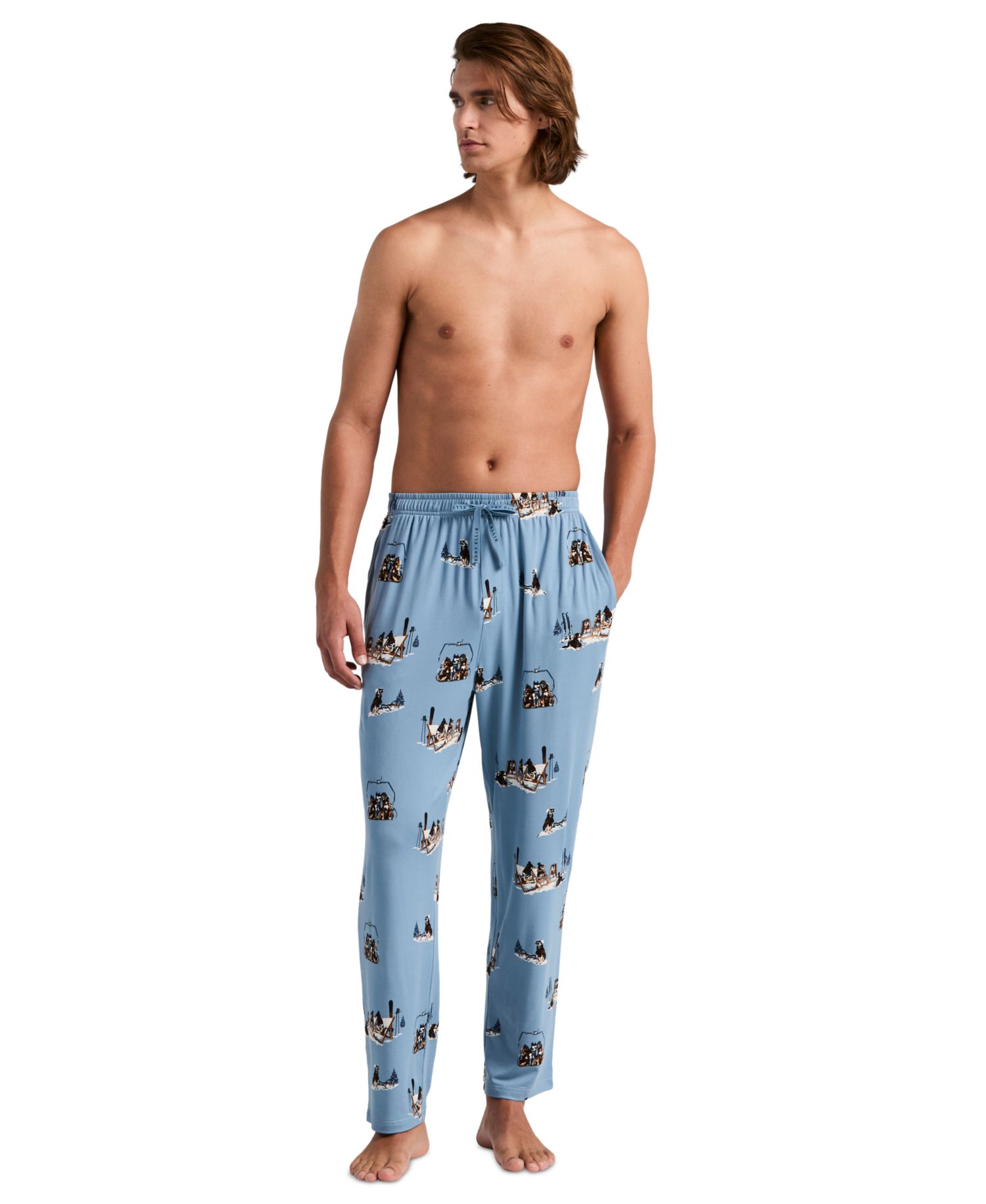 Men's Deluxe Touch Apres Ski Pup Print Jersey Sleep Pants