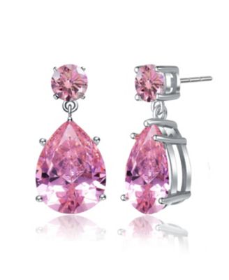 Radiant Sterling Silver White Gold Plated CZ Drop Earrings