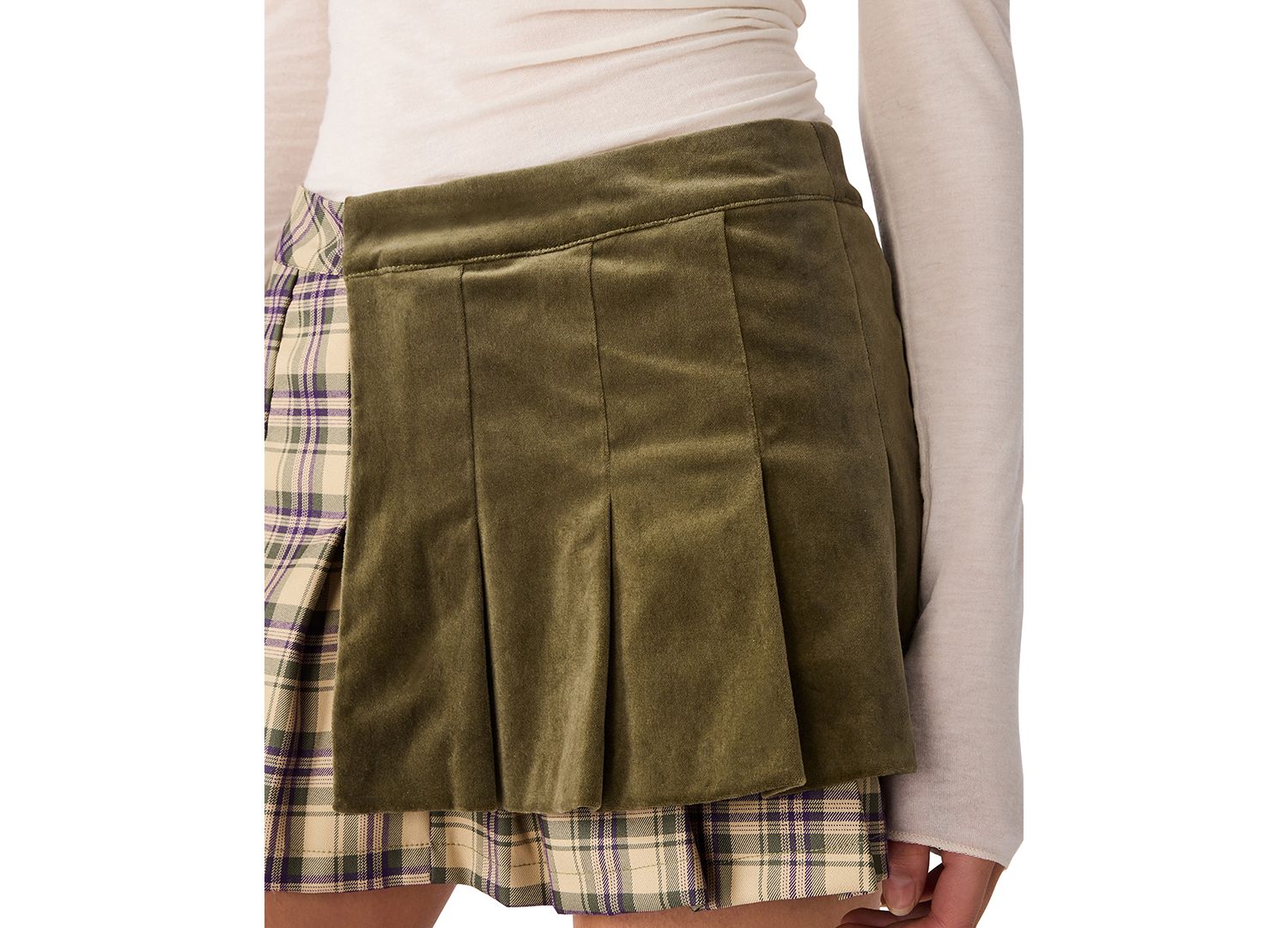 Women's Tory Plaid Pleated Corduroy Skirt