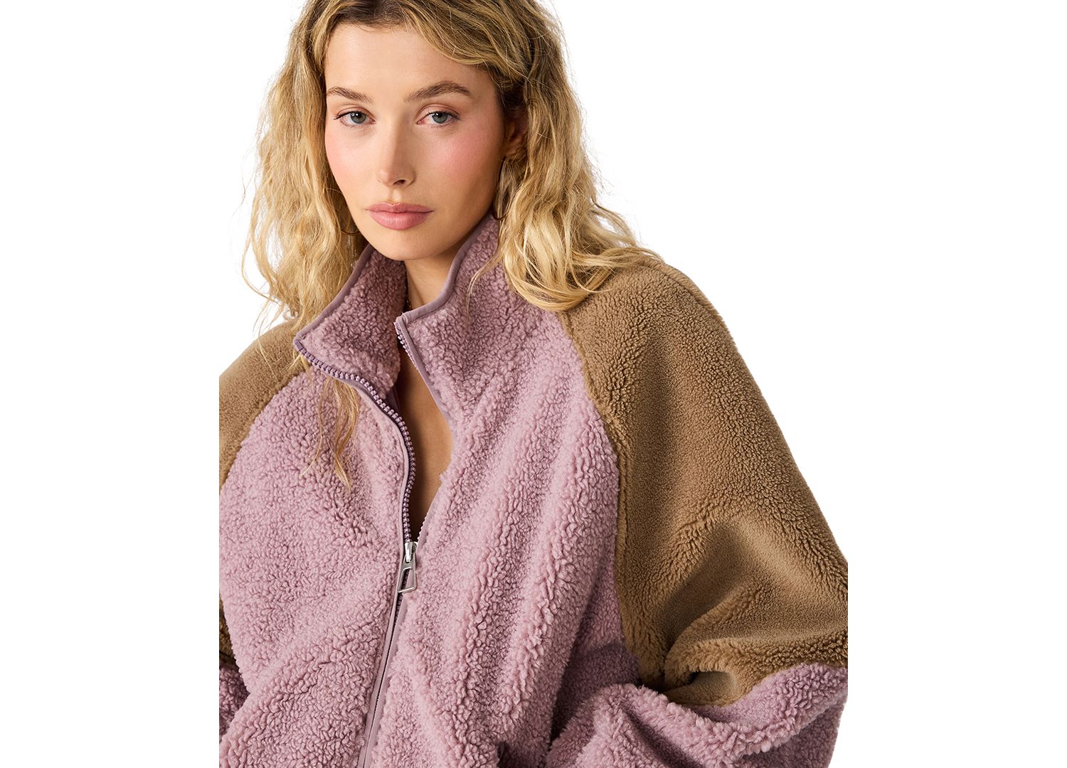 Women's Nina Colorblock Sherpa Stand Collar Jacket