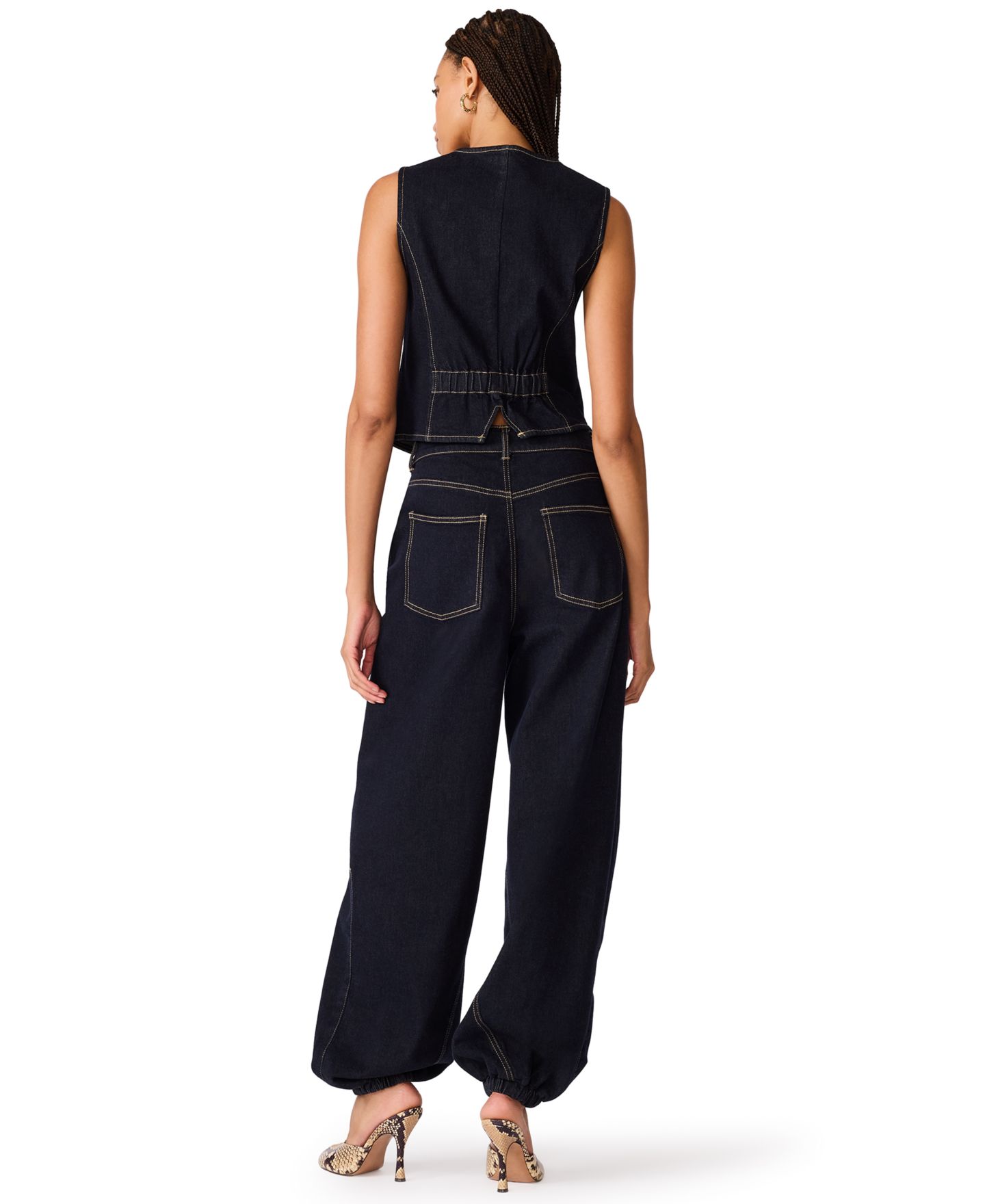 Женские джинсы Steve Madden The Soho Mid-Rise Wide-Leg, цвет: Варёный — фото 5