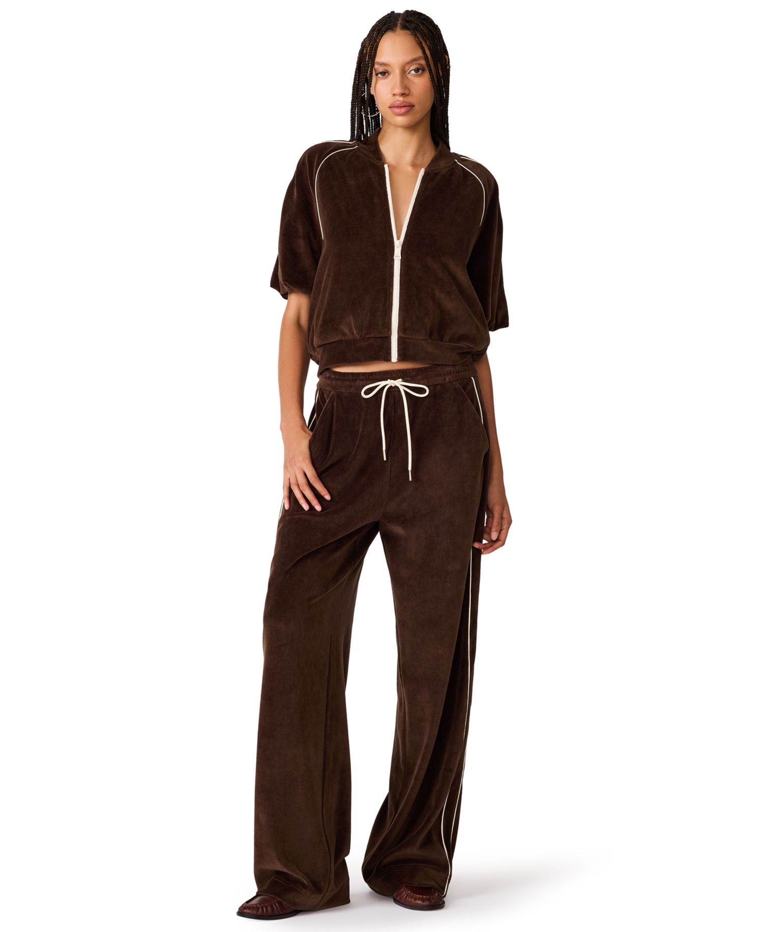 Women's Velour Long-Sleeve Zip Track Jacket