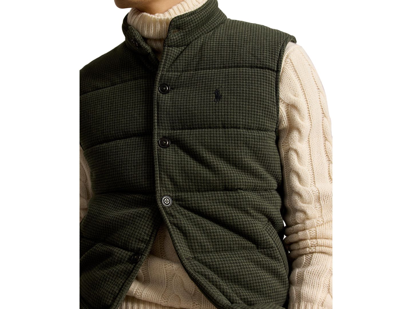 Мужской жилет Polo Ralph Lauren Houndstooth Regular-Fit Estate-Rib Vest, цвет: Меланжевый, вариант 1 — фото 4
