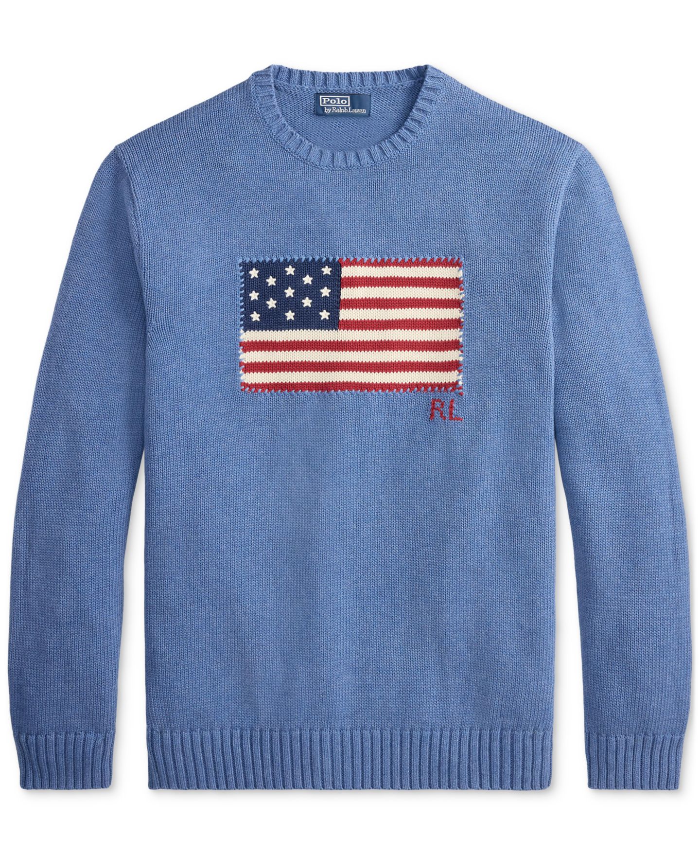 Мужской свитер Polo Ralph Lauren The Iconic Flag Crewneck, цвет: Синий меланжевый — фото 5