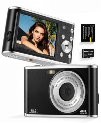 4K Digital Camera 48MP Autofocus 16X Zoom Anti-Shake for Photography Vlogging with 32GB Card