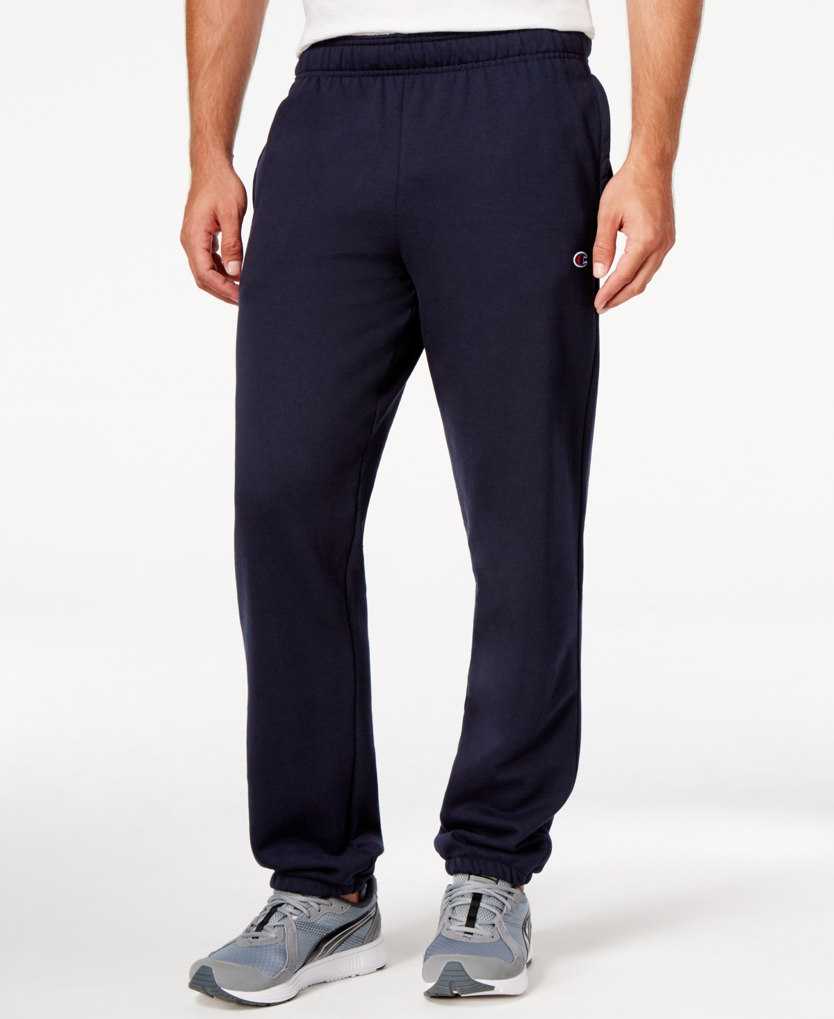 Champion Men's Big & Tall Powerblend Open Bottom Fleece Sweatpants In Navy