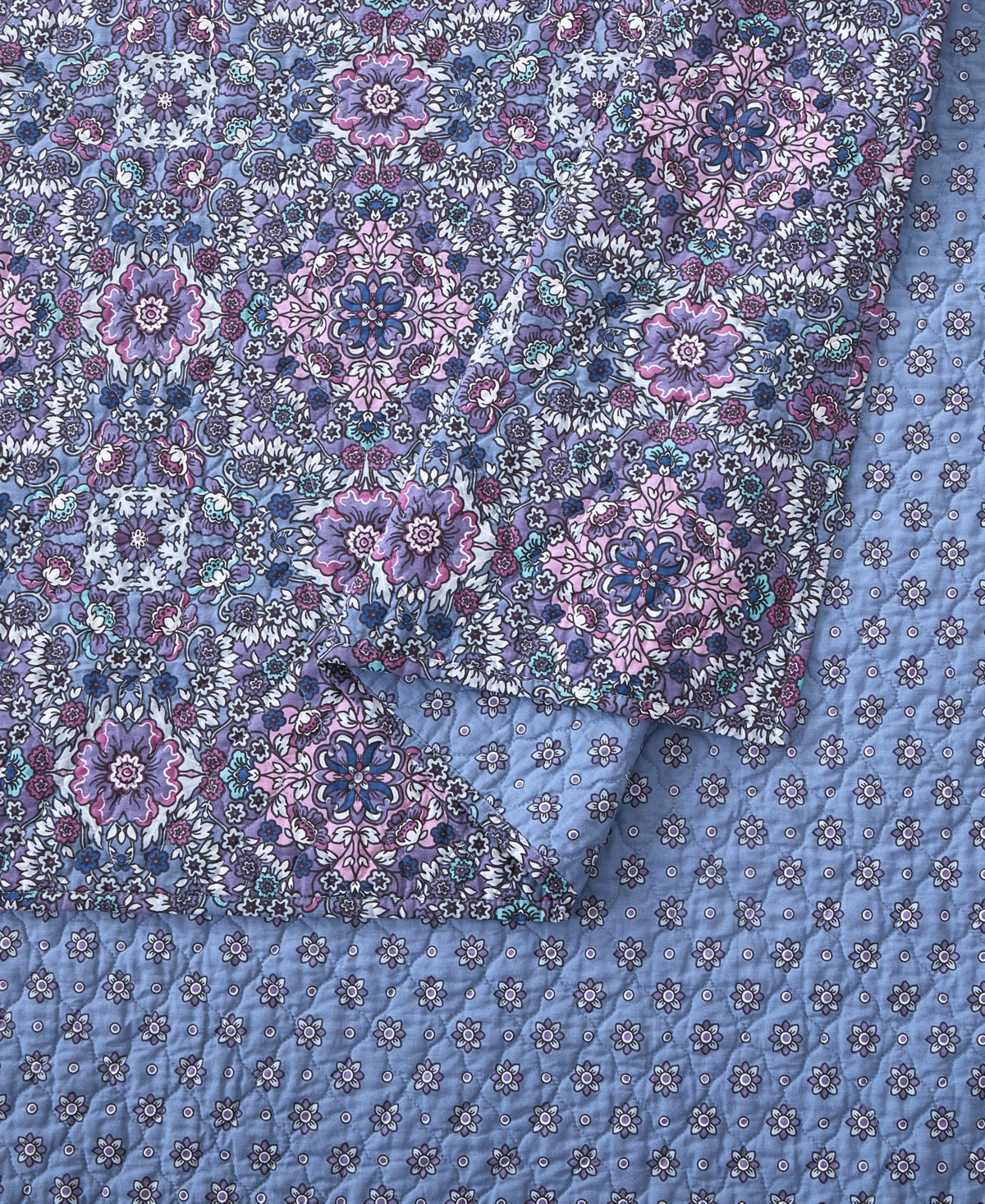 Modern Heirloom Lavender Florals Reversible 3-Piece Quilt Set