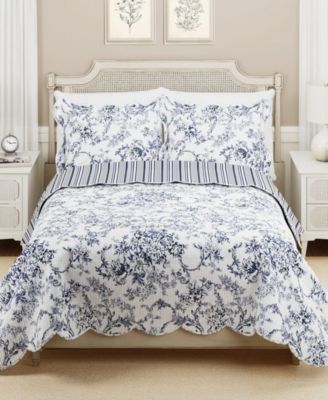 Garden Toile Reversible 3-Piece Quilt Set, King