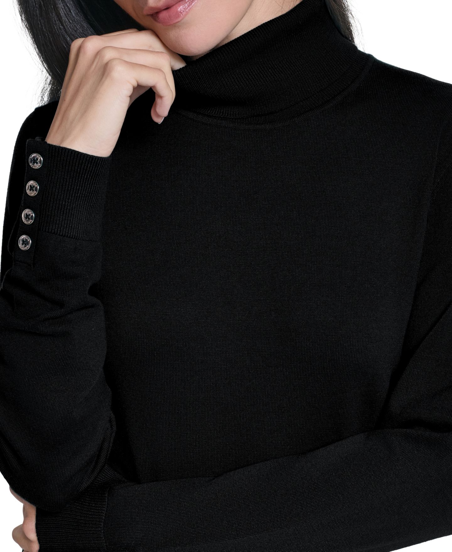 Женский свитер Nautica Solid Long-Sleeve Turtleneck, цвет: Чёрный — фото 4
