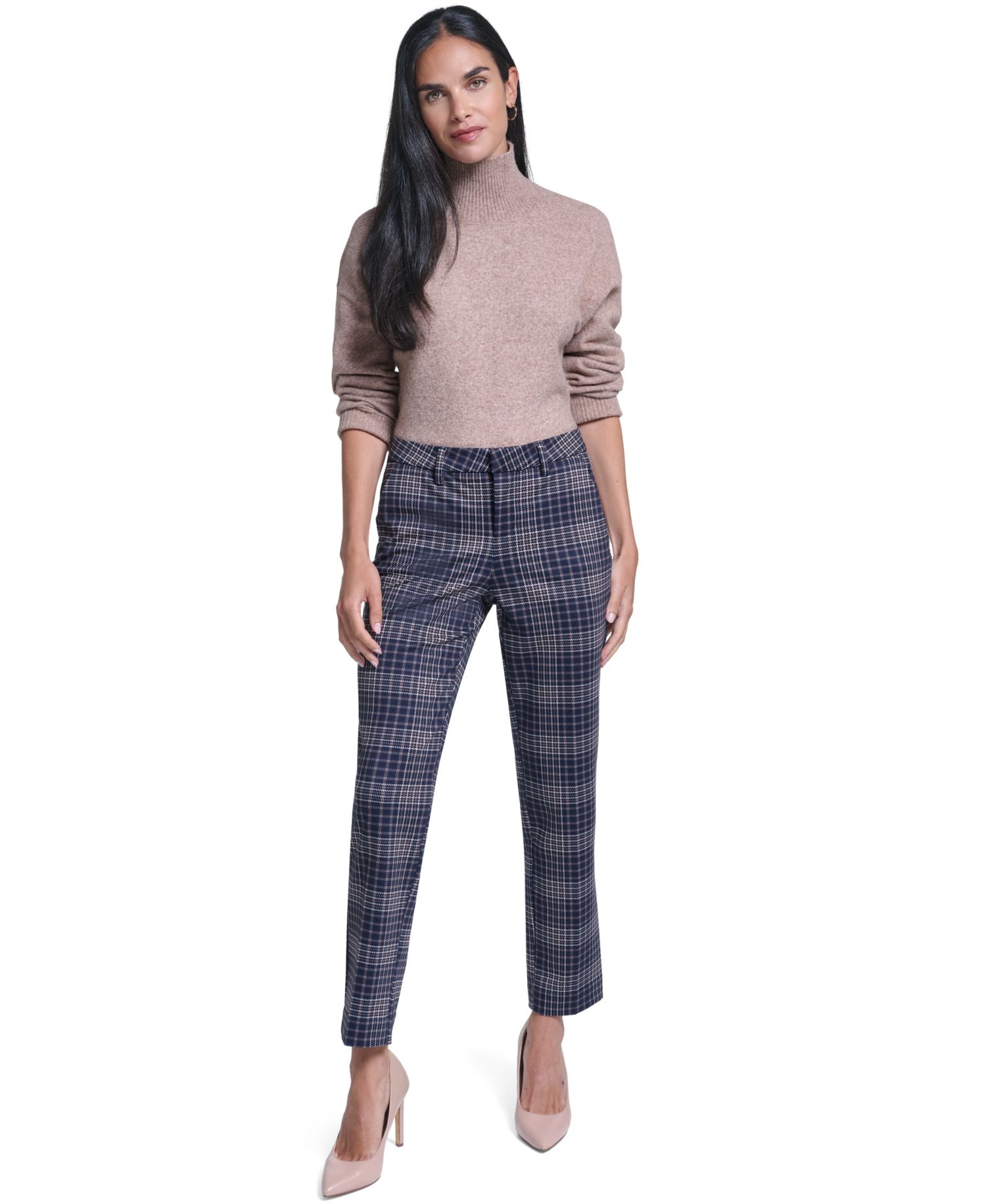 Women's Plaid Slim Ponte Pants