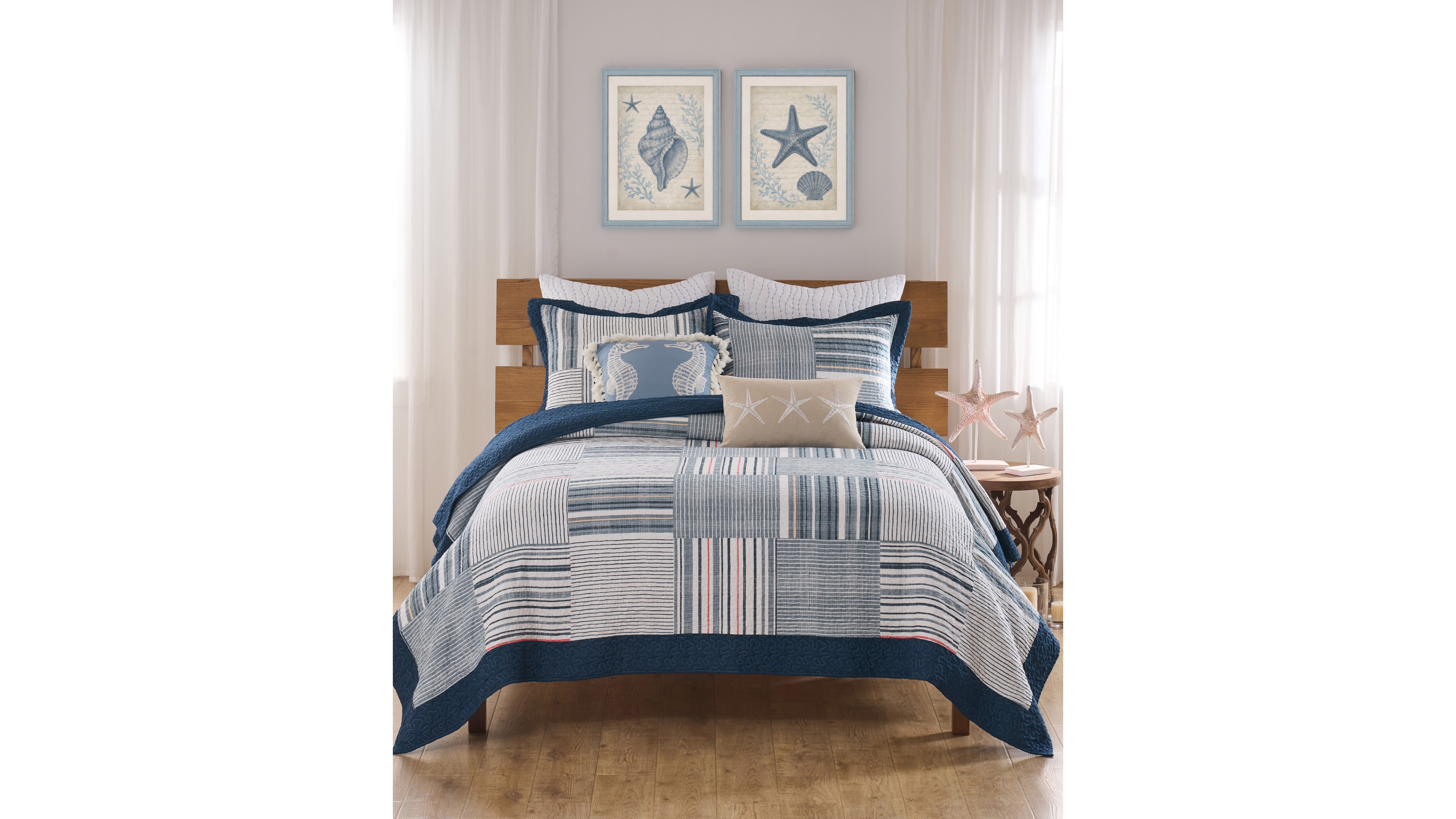 Greenland Home Fashions Voyage Reversible 3-Piece Quilt Set, Full/Queen