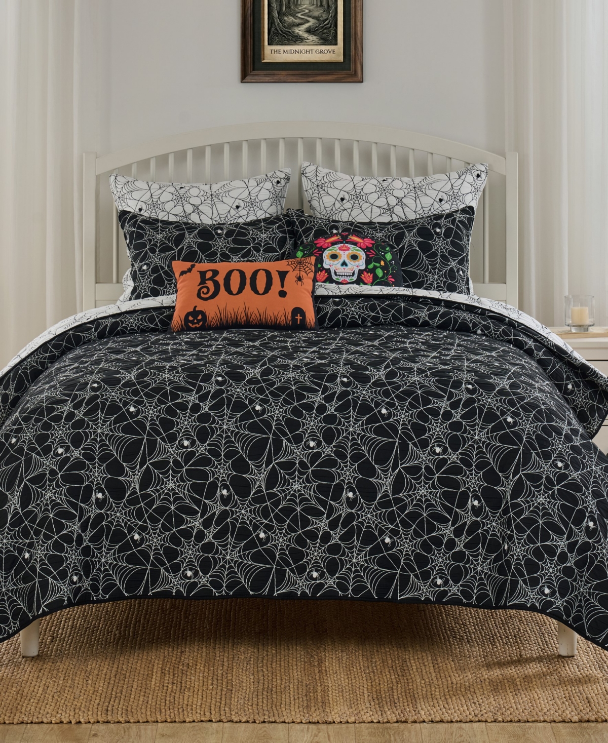 Greenland Home Fashions Spinderella Jacquard-woven 3-piece Coverlet Set, King In Black