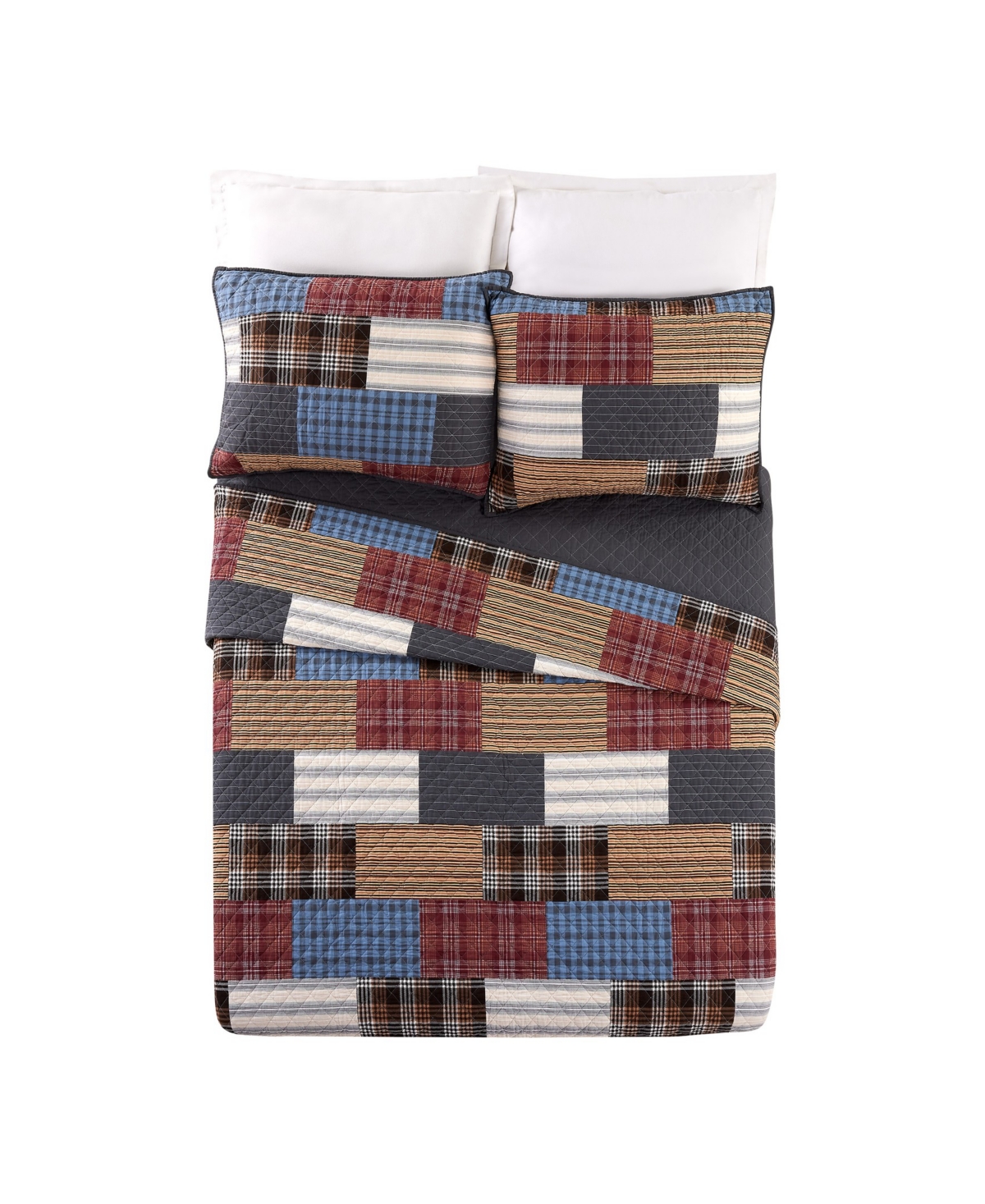 Modern Heirloom Cabin Patchwork Printed 3-Piece Quilt Set