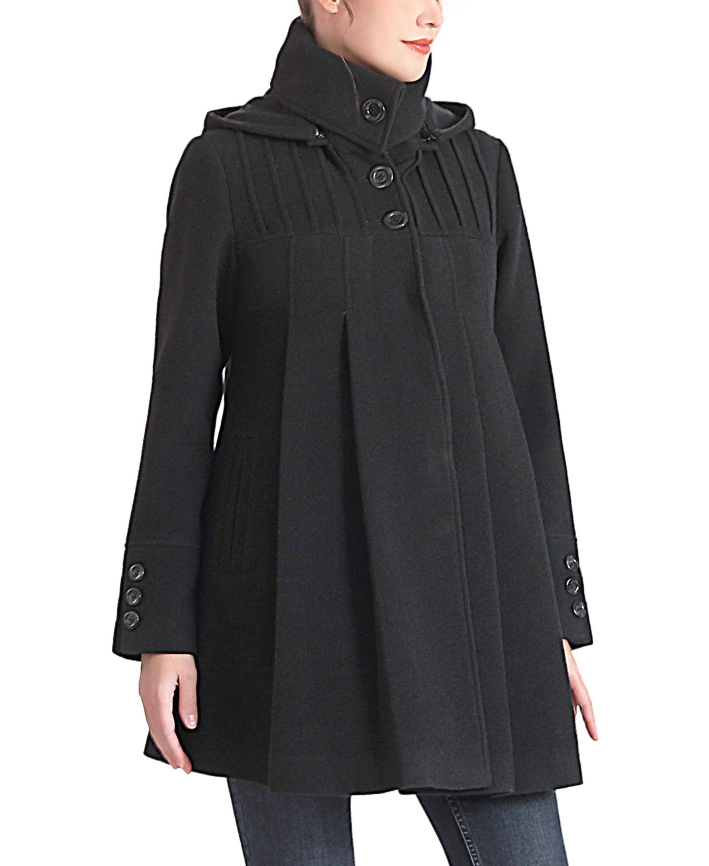 Женское пальто kimi + kai Maternity Aela Hooded A-Line Wool-Blend, цвет: Чёрный — фото 3
