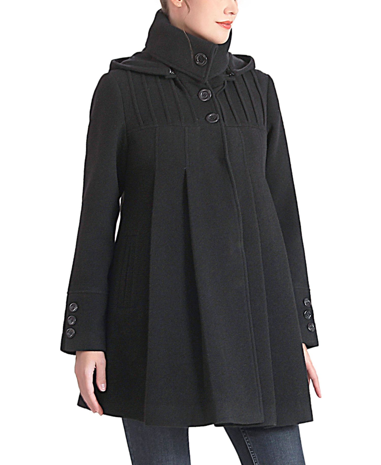 Maternity Aela Hooded A-Line Wool-Blend Coat