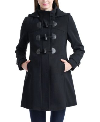 Maternity Wool-Blend Detachable Hood Duffle Coat