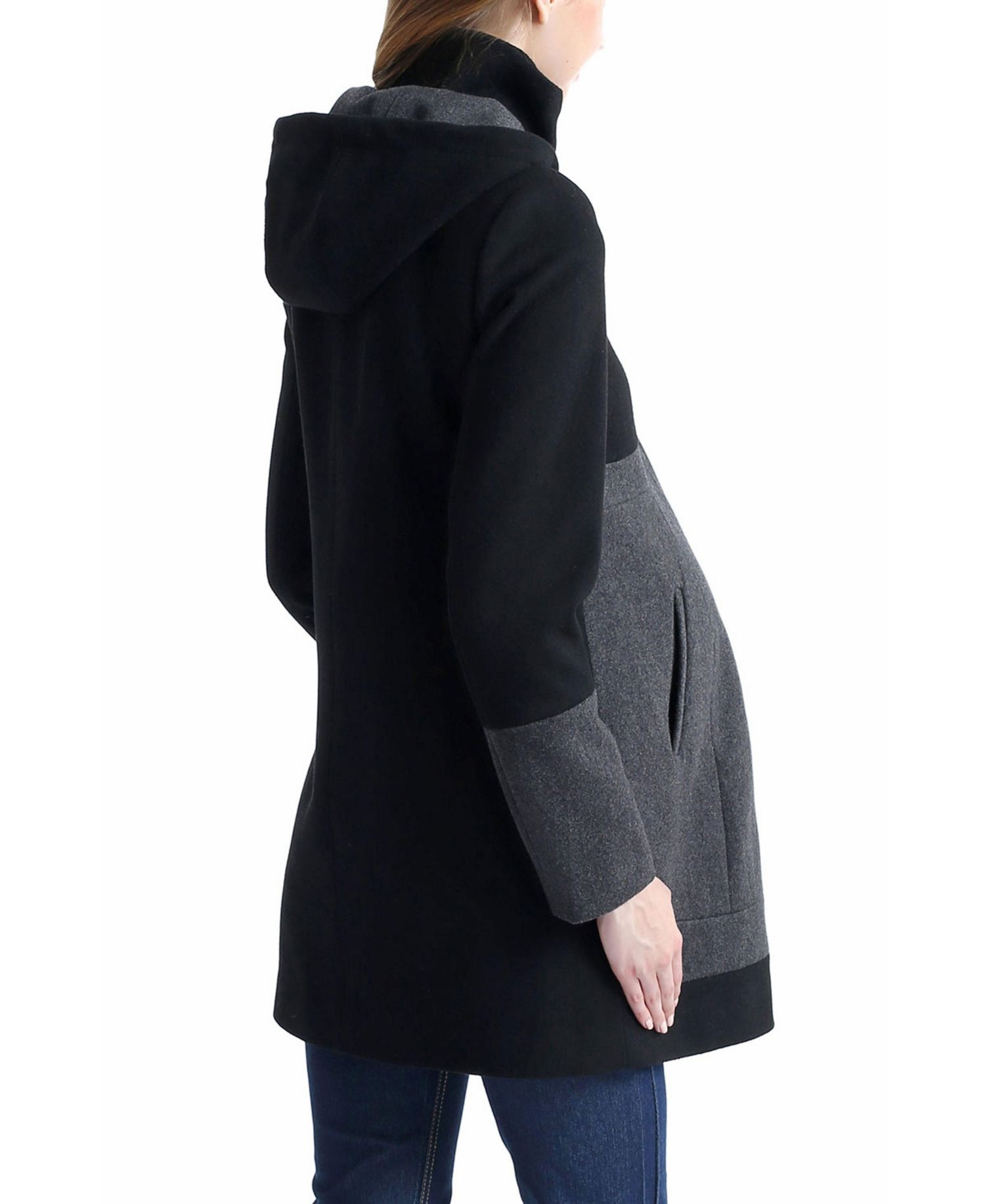 Maternity Tessa Hooded Wool-Blend Colorblock Coat