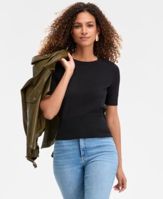 Women's Elbow-Sleeve Crewneck Sweater