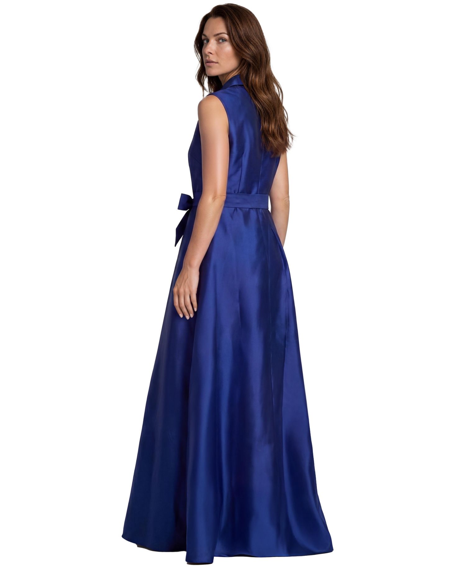 Women's Embellished-Floral Sleeveless Collared Gown