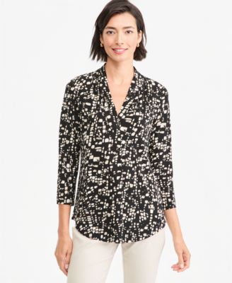 Women's Printed 3/4 Sleeve V-Neck Knit Top