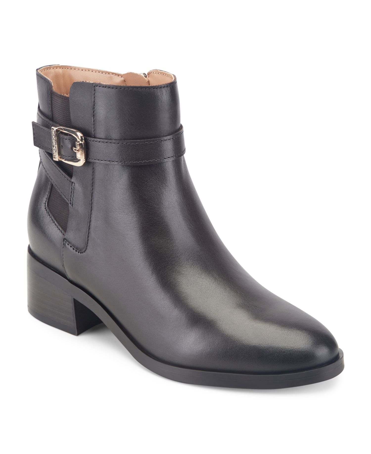 Women's Teegan Leather Side Gore Block Heel Booties