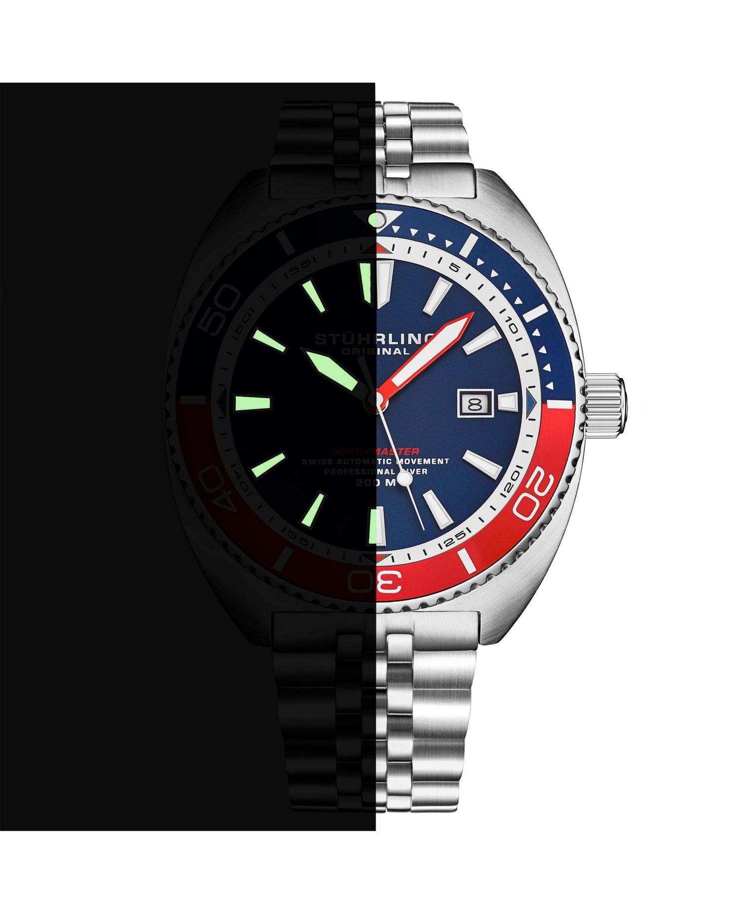Men s Depthmaster Heritage 1008 45mm Swiss Automatic Diver Watch, Tonneau Case, Exhibition Caseback, Stainless Steel Bracelet, 200M WR