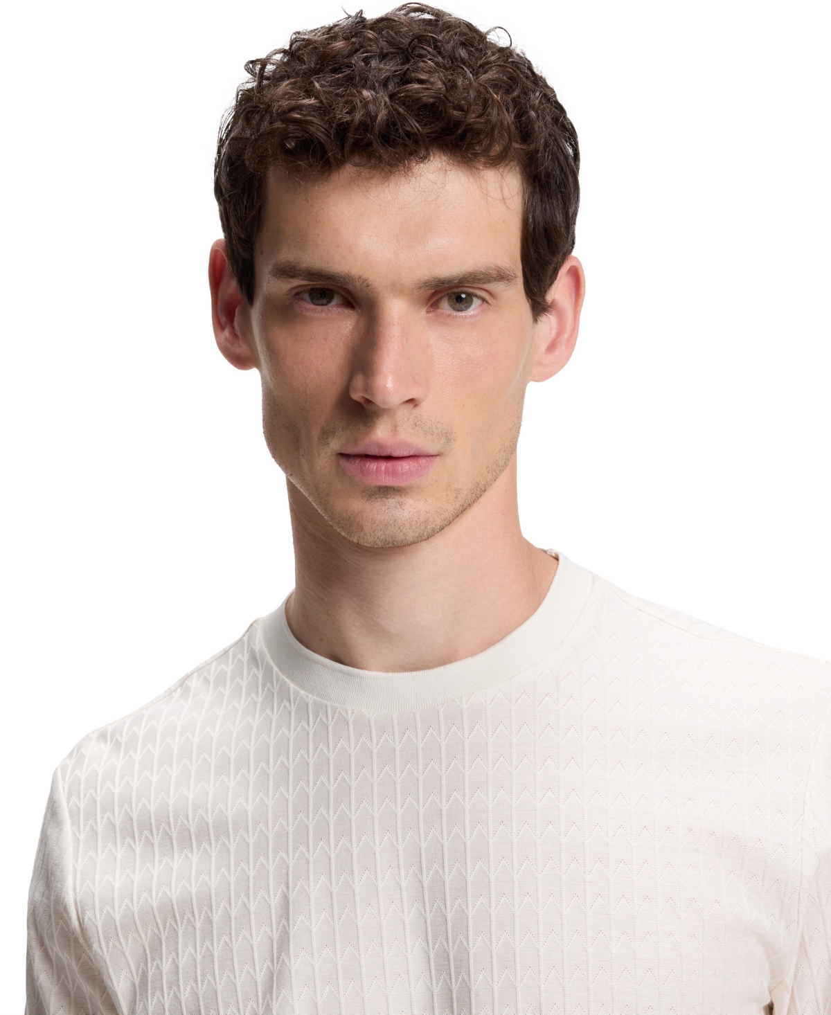 Boss by Hugo Boss Men's Cotton Regular-Fit Geometric-Jacquard T-Shirt