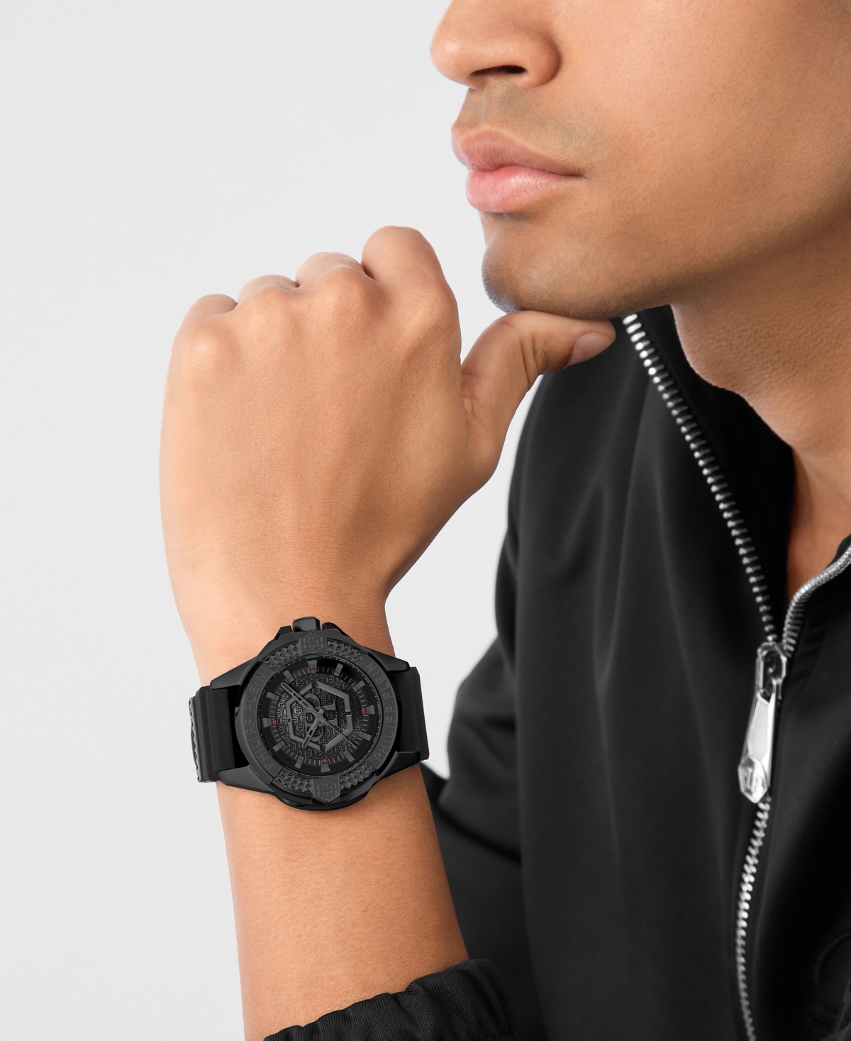 Philipp Plein Majesty Men's Black Silicone Strap Watch 45mm