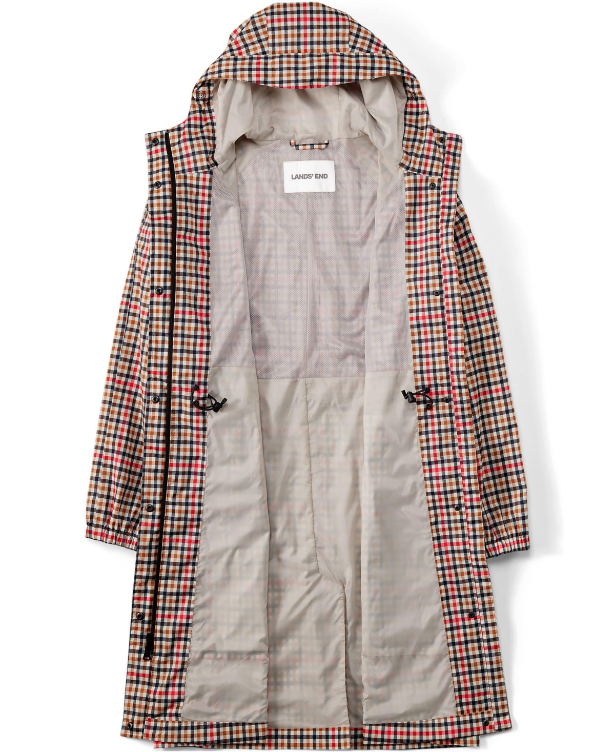 Lands' End Women's Print Squall Packable Long Raincoat