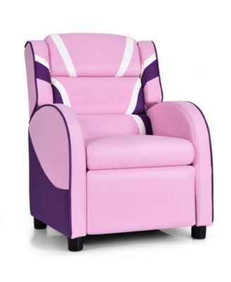 Kids Leather Recliner Chair with Adjustable Backrest and Side Pockets