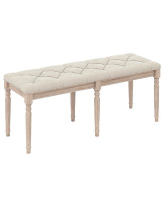 47.5" End of Bed Bench with Tufted Decoration and Antiqued Legs for Living Room
