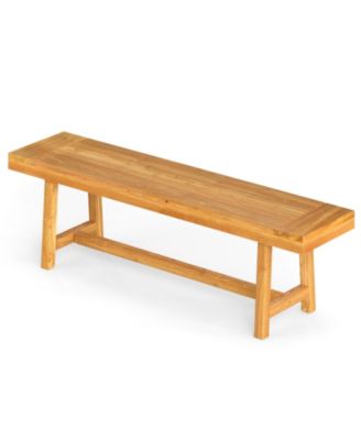 63 Inch Solid Wood Bench, Rustic Farmhouse Narrow Bench for up to 3 People