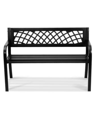 46in Outdoor Metal Bench with Armrests for Garden Yard and Park