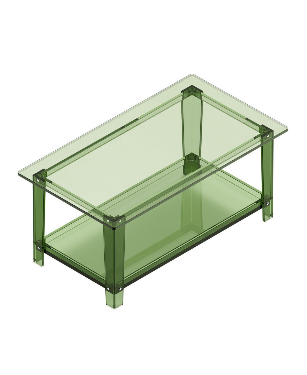 Slickblue Modern Acrylic Coffee Table with 2 Tier Storage Shelf Design