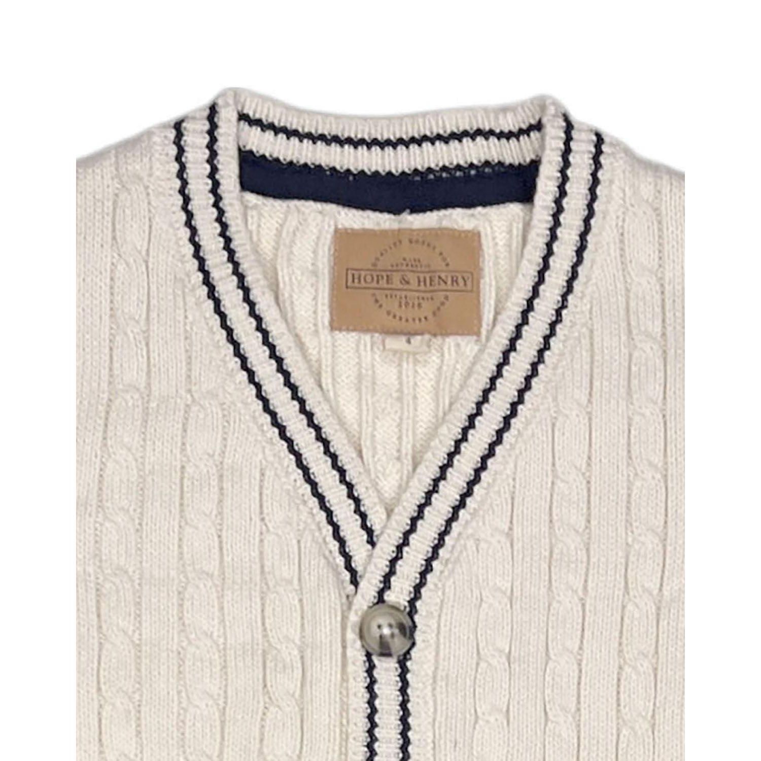 Little and Big Boys' S- XL Organic Cable Cardigan Sweater with Tipping