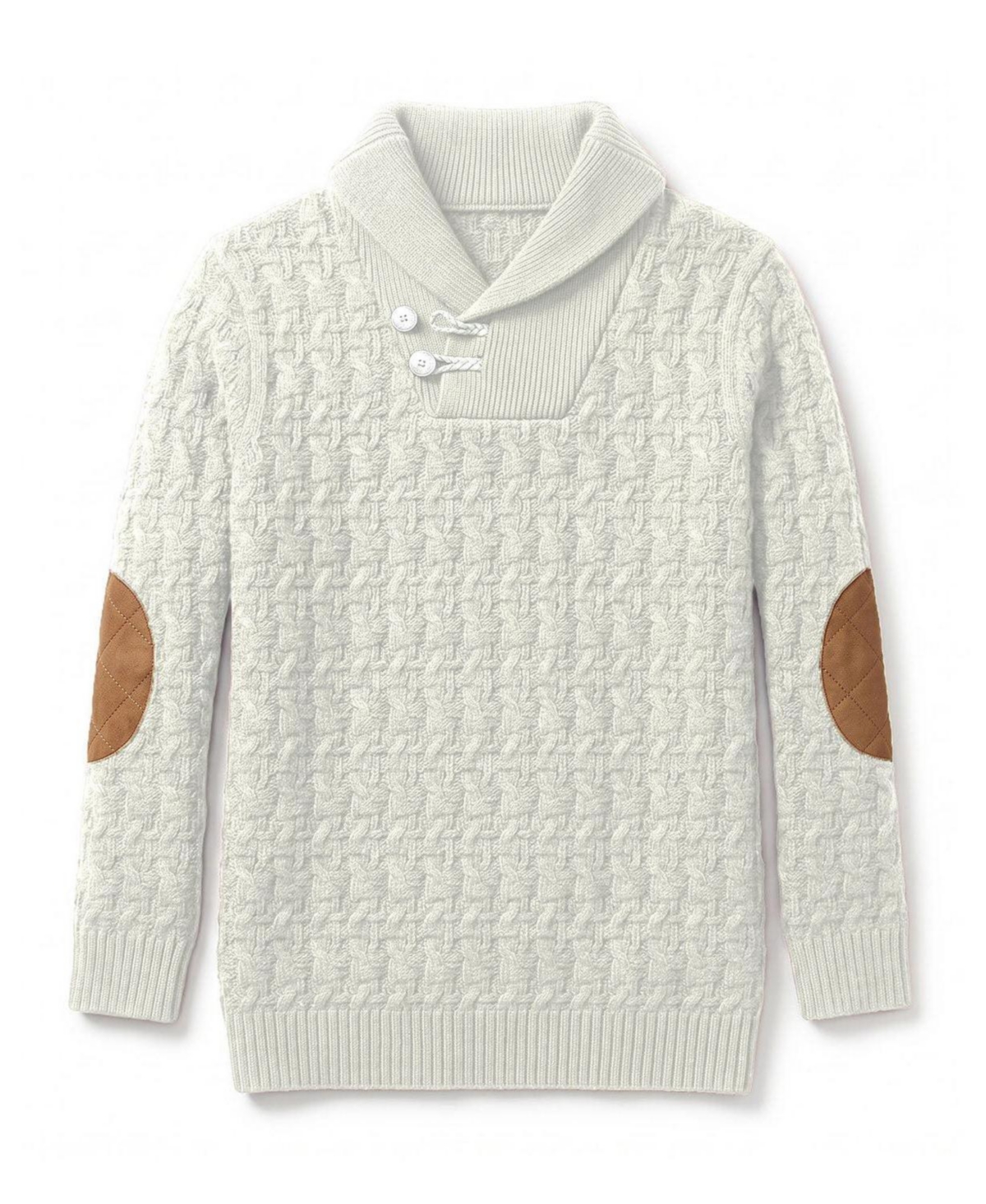Hope & Henry Little Boys (5-7)Organic Shawl Collar Cable Sweater with Elbow Patches