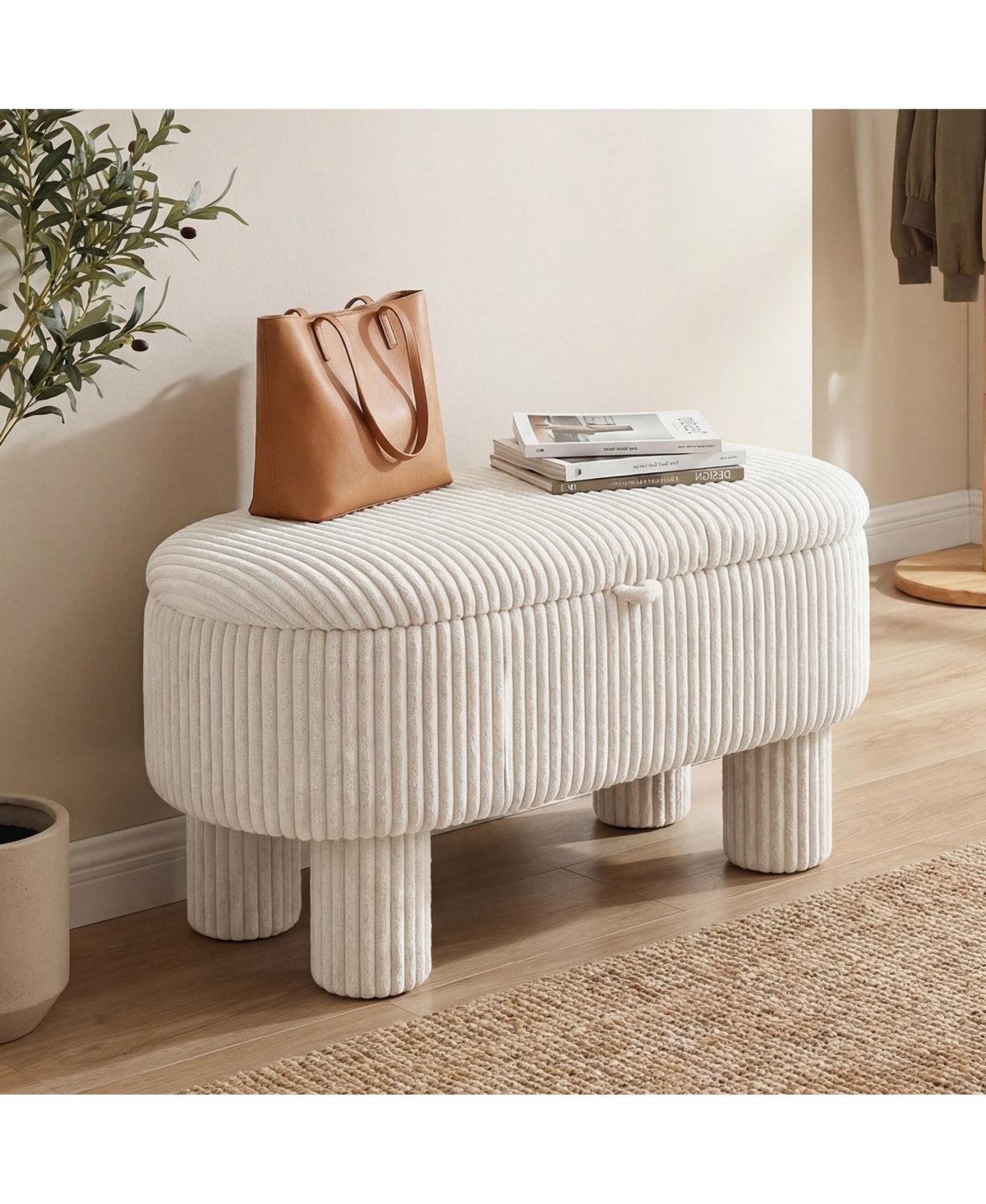 Costway 42" Storage Ottoman Bench with Hidden Compartment and Legs for Living Room