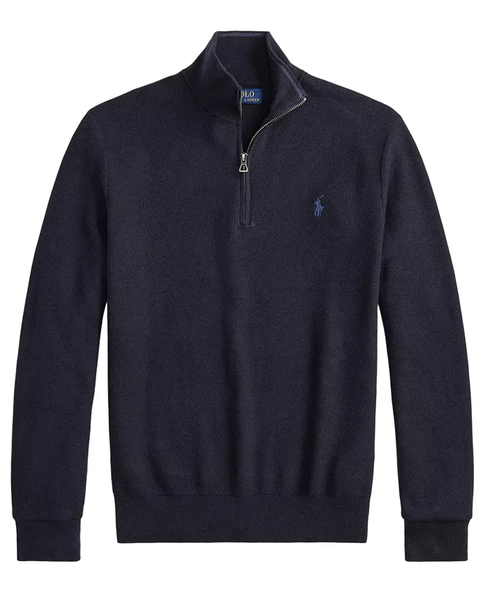Men's Mesh-Knit Cotton Quarter-Zip Sweater - thumbnail 5
