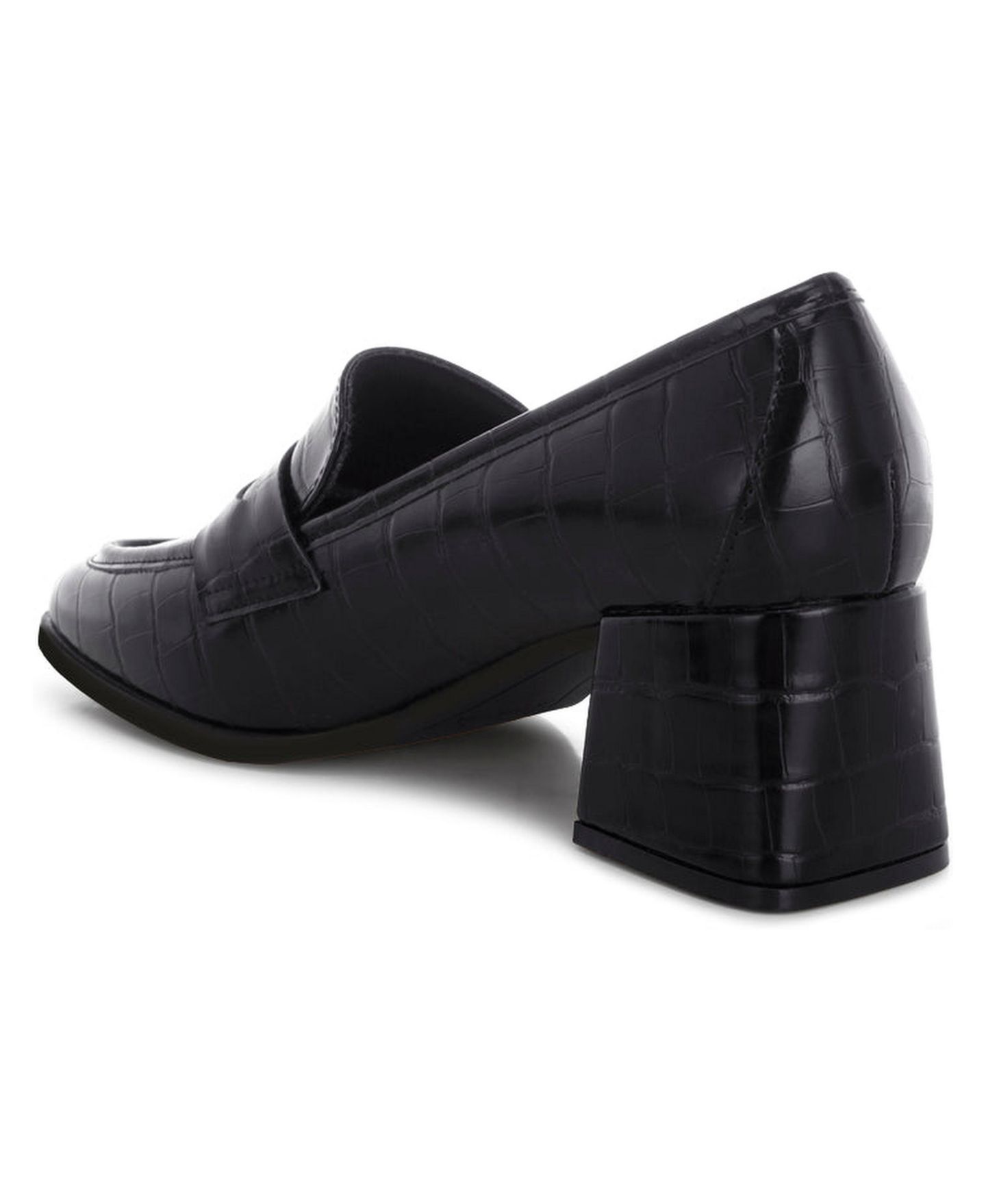 Женские туфли London Rag Pitaka Block Heel Penny Strap, цвет: Чёрная искусственная кожа — фото 3