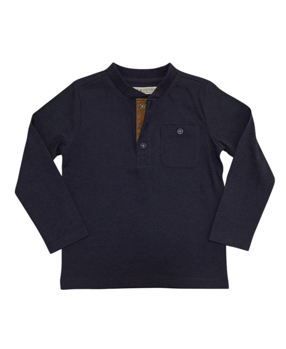 Hope & Henry Toddler Boys (2T-4T)Organic Long Sleeve Henley Pocket Tee - Navy heather