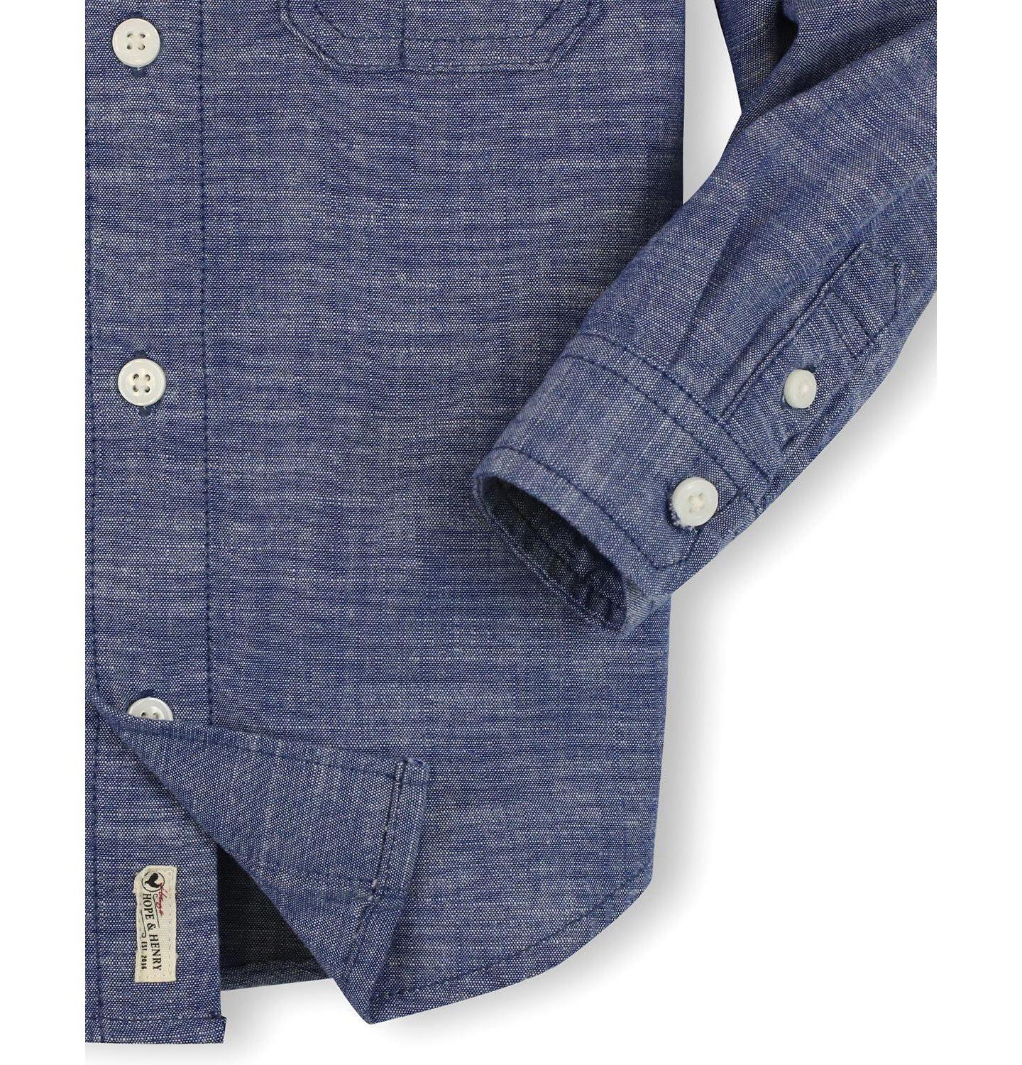 Рубашка Hope & Henry (S-XL)Organic Long Sleeve Chambray Shirt для мальчиков, цвет: Синий шамбре — фото 3