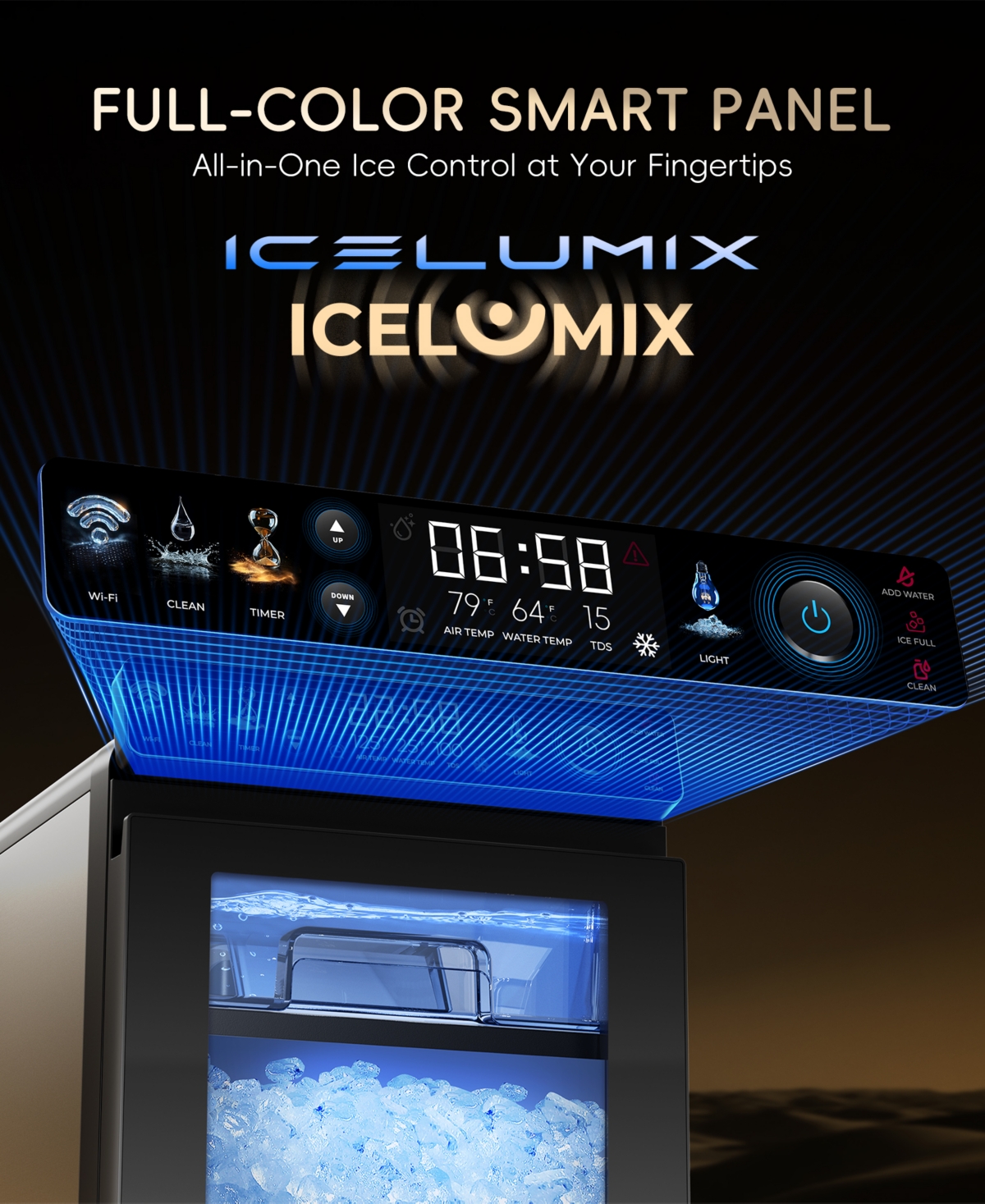 Ecozy Chillio Nugget Ice Maker, 44 lbs/Day, App Control, Self-Cleaning